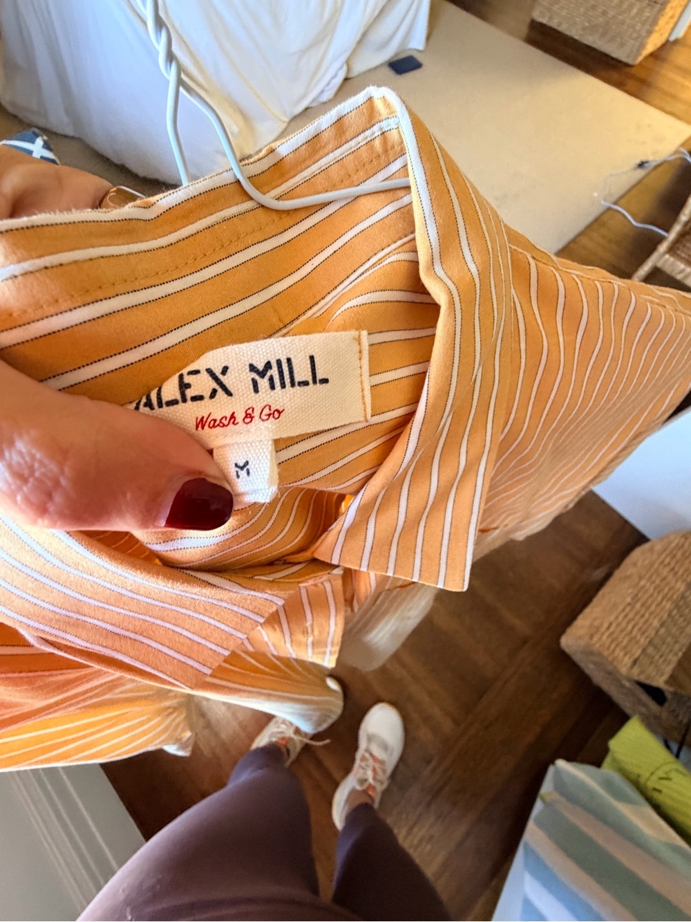 Alex Mill Jo Shirt Striped Button Down Mustard Yellow White Size M NWOT - Picture 3 of 3